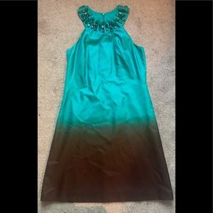 Womens Badgley Mischka Green Tye-dye Formal Dress Size 8